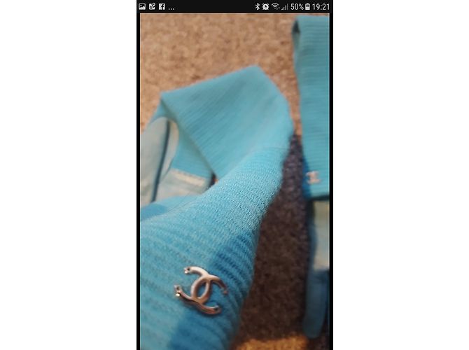Chanel Handschuhe aus Wolle und Lammleder blau - Ansicht 6