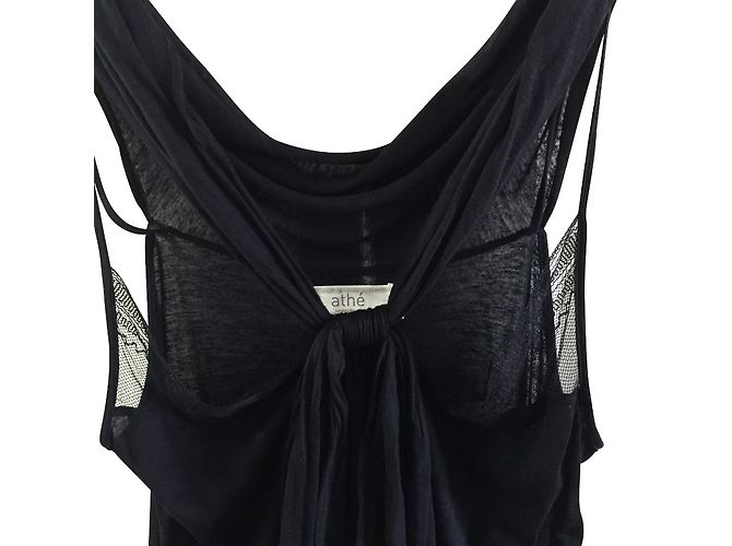 Vanessa Bruno Athe Vanessa Bruno - Leinenmixkleid mit Spitze Schwarz - Ansicht 3