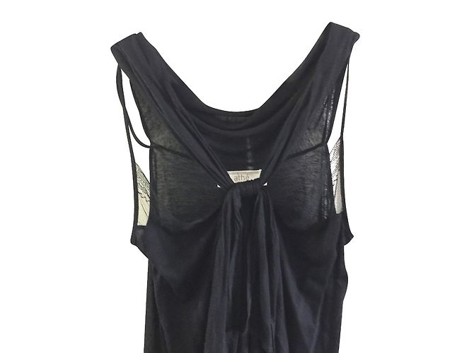 Vanessa Bruno Athe Vanessa Bruno - Leinenmixkleid mit Spitze Schwarz - Ansicht 4