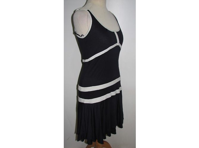 Diane Von Furstenberg DvF Vintage Kleid aus Seidengemisch Weiß Marineblau - Ansicht 2