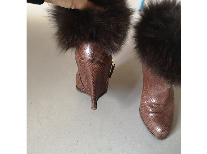 Sergio Rossi Botas de piel al aire libre Renard, interieur pareil. Castaño - vista 4