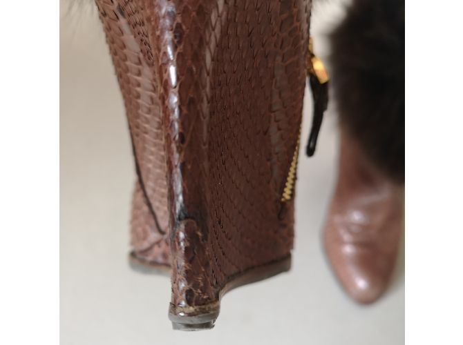 Sergio Rossi Botas de piel al aire libre Renard, interieur pareil. Castaño - vista 5