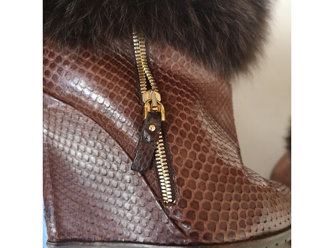 Sergio Rossi Botas de piel al aire libre Renard, interieur pareil. Castaño - vista 7