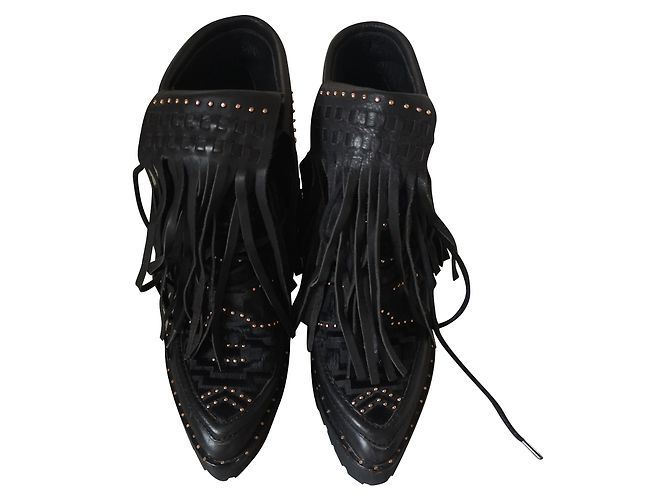 Autre Marque Botas con flecos de cuero marrón oscuro IVY KIRZHNER - vista 2