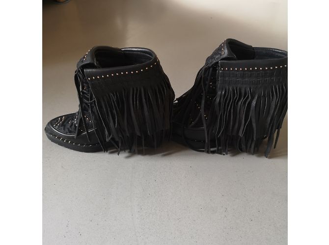 Autre Marque Botas con flecos de cuero marrón oscuro IVY KIRZHNER - vista 3