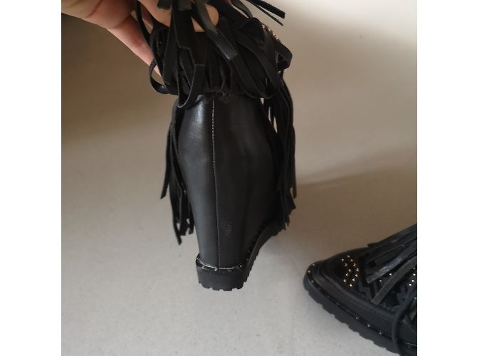 Autre Marque Botas con flecos de cuero marrón oscuro IVY KIRZHNER - vista 4