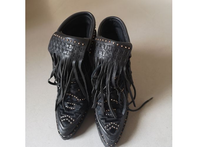 Autre Marque Botas con flecos de cuero marrón oscuro IVY KIRZHNER - vista 5