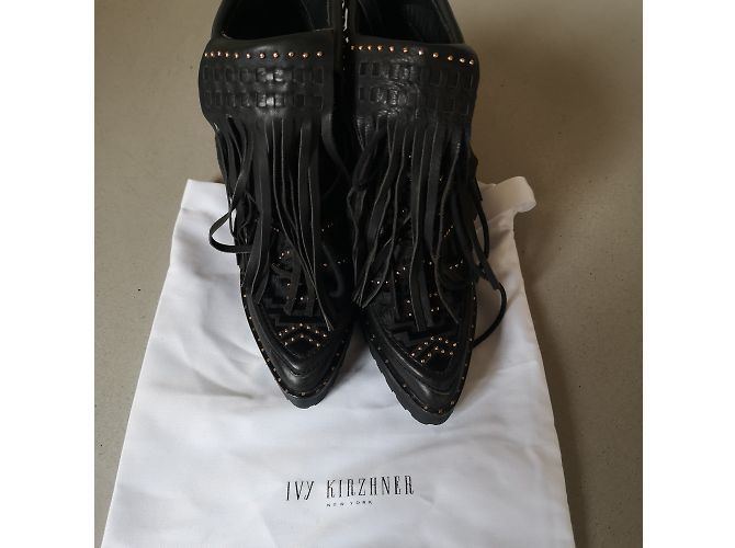 Autre Marque Botas con flecos de cuero marrón oscuro IVY KIRZHNER - vista 7
