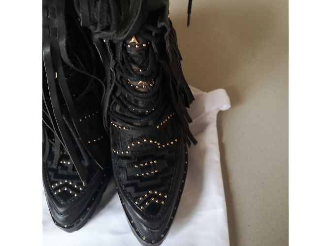 Autre Marque Botas con flecos de cuero marrón oscuro IVY KIRZHNER - vista 8