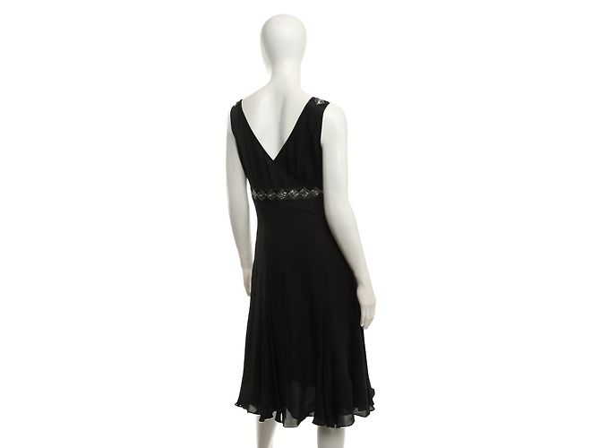 Abito Ted Baker in seta nera con ricami di perle e strass Nero Argento - vista 3