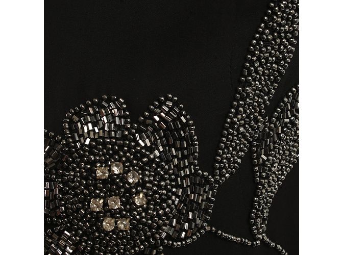 Abito Ted Baker in seta nera con ricami di perle e strass Nero Argento - vista 5