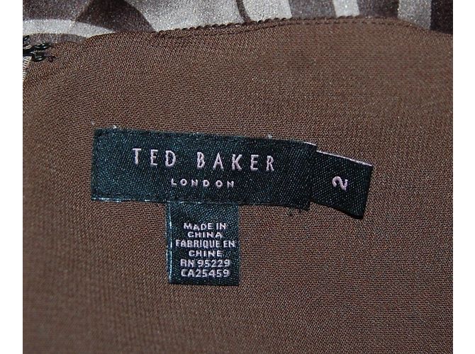 Ted Baker Vestido de seda con estampado floral. Marrón claro Chocolate - vista 5