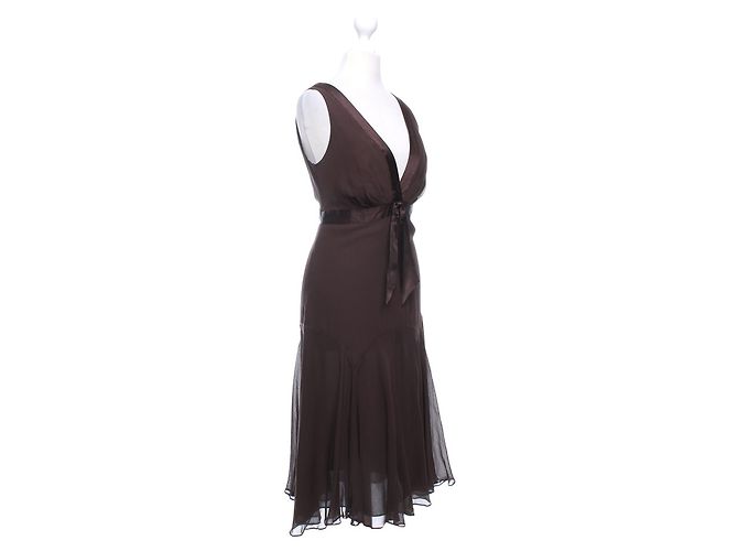 Vestido Ted Baker de chiffon de seda chocolate - vista 2