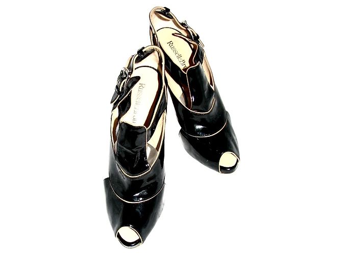 Russell & Bromley Patent Vinci Peeptoes Schwarz - Ansicht 3