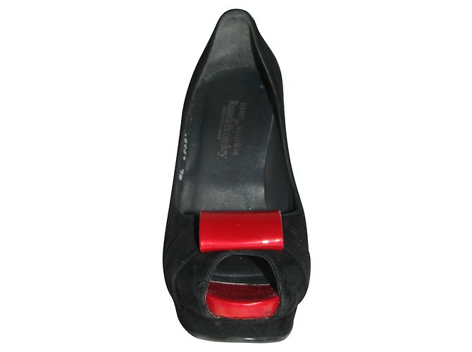 Stuart Weitzman Pompa peeptoe ribaltabile Nero Rosso - vista 3