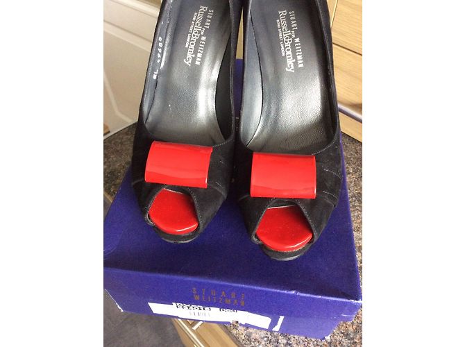 Stuart Weitzman Pompa peeptoe ribaltabile Nero Rosso - vista 6