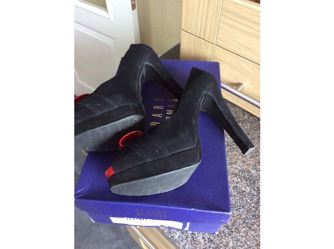 Stuart Weitzman Pompa peeptoe ribaltabile Nero Rosso - vista 9