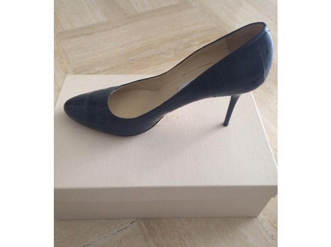 Décolleté Jimmy Choo Blu Navy Pelle di Anguilla 41 Blu scuro - vista 3
