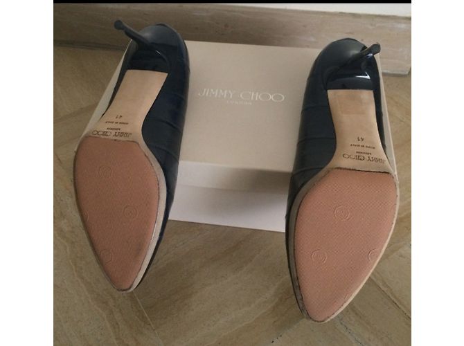 Décolleté Jimmy Choo Blu Navy Pelle di Anguilla 41 Blu scuro - vista 5