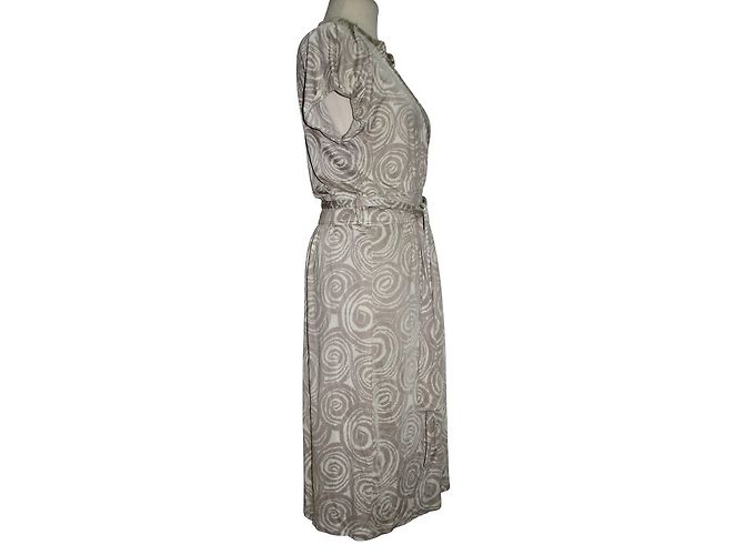 Vestido Hugo Boss Blanco y Taupe de Viscosa Gris pardo - vista 2