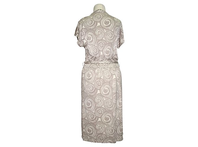 Vestido Hugo Boss Blanco y Taupe de Viscosa Gris pardo - vista 3