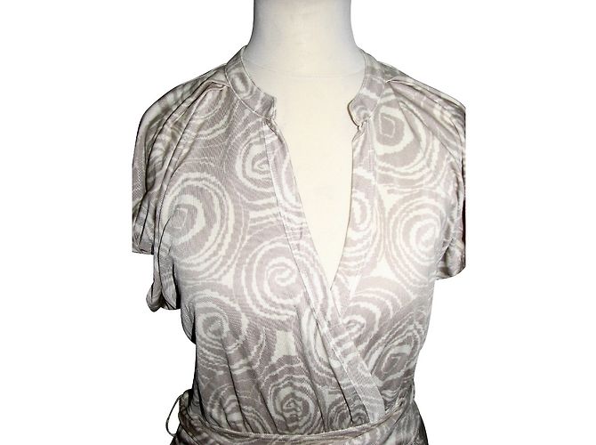 Vestido Hugo Boss Blanco y Taupe de Viscosa Gris pardo - vista 4