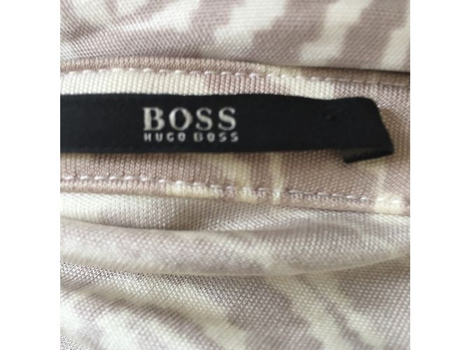 Vestido Hugo Boss Blanco y Taupe de Viscosa Gris pardo - vista 5
