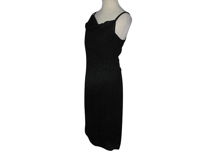 Alberta Ferretti Seidenchiffonkleid mit Federn Schwarz - Ansicht 3