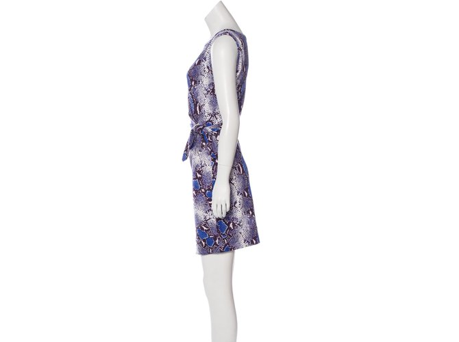 Diane Von Furstenberg Nuevo vestido Della en Python Pop Medium Blue Iris Negro Blanco Púrpura - vista 3