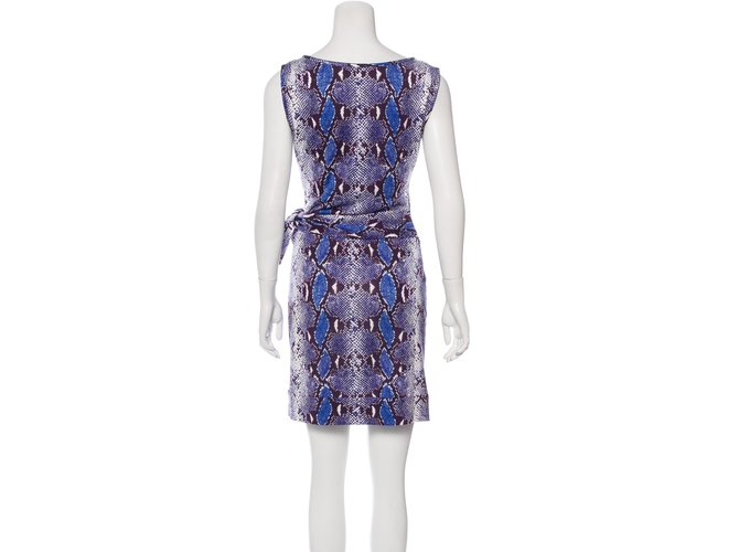 Diane Von Furstenberg Nuevo vestido Della en Python Pop Medium Blue Iris Negro Blanco Púrpura - vista 4