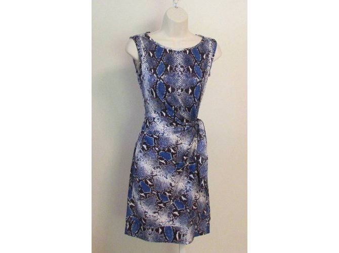 Diane Von Furstenberg Nuevo vestido Della en Python Pop Medium Blue Iris Negro Blanco Púrpura - vista 5