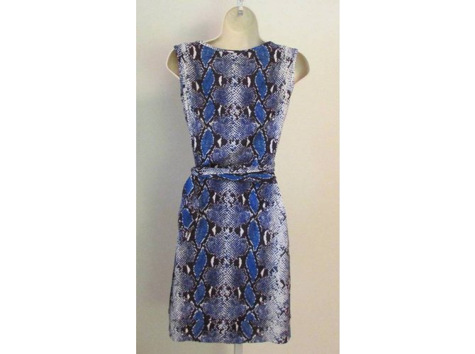 Diane Von Furstenberg Nuevo vestido Della en Python Pop Medium Blue Iris Negro Blanco Púrpura - vista 6