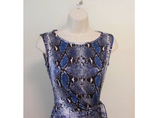 Diane Von Furstenberg Nuevo vestido Della en Python Pop Medium Blue Iris Negro Blanco Púrpura - vista 7