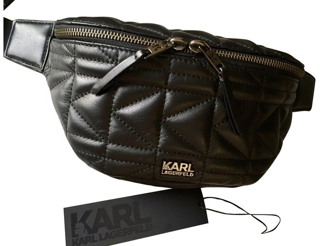 Karl Lagerfeld belt bag Black Leather ref.89596 Joli Closet