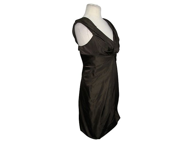 Vestido de cóctel drapeado de seda marrón Marc Jacobs Castaño - vista 2