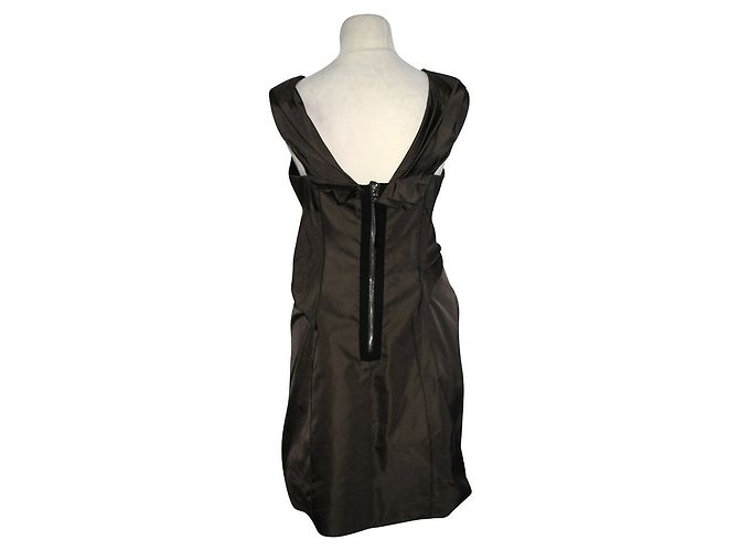 Vestido de cóctel drapeado de seda marrón Marc Jacobs Castaño - vista 3