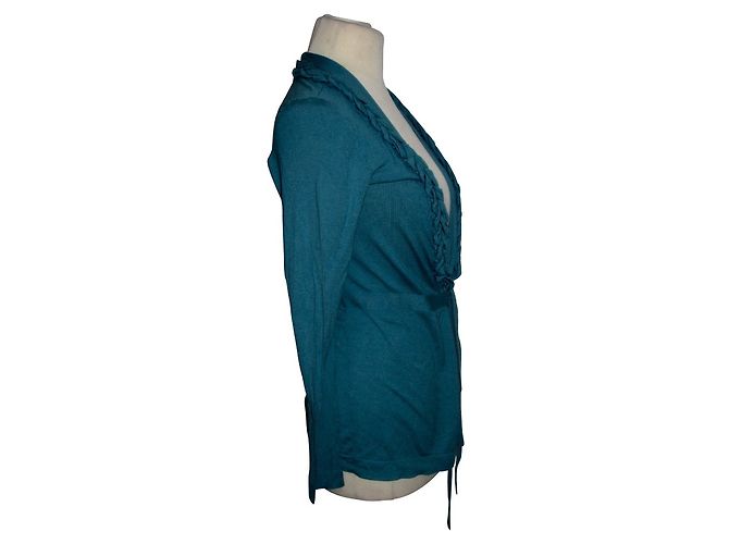 Escada Strickjacke aus Wolle und Seide Türkis - Ansicht 2
