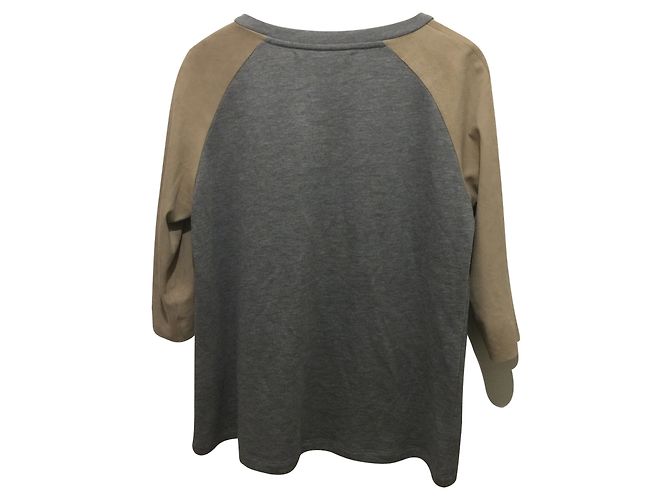 All Saints Pullover mit Wildlederärmeln beige grau - Ansicht 2
