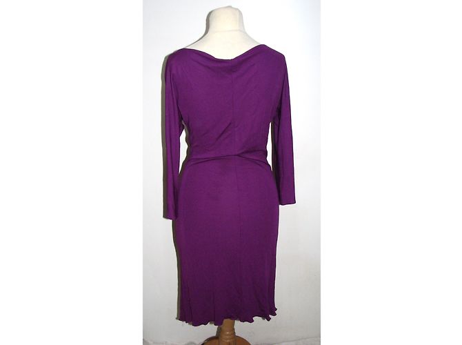 Vestido drapeado morado Alberta Ferretti manga 3/4 Púrpura - vista 3