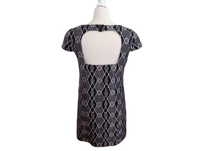 Tibi Kleid aus Wollseide Braun Schwarz Weiß - Ansicht 2