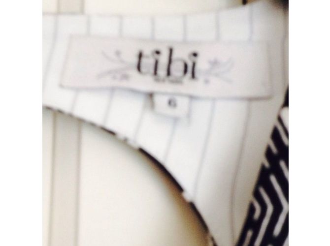 Tibi Kleid aus Wollseide Braun Schwarz Weiß - Ansicht 4