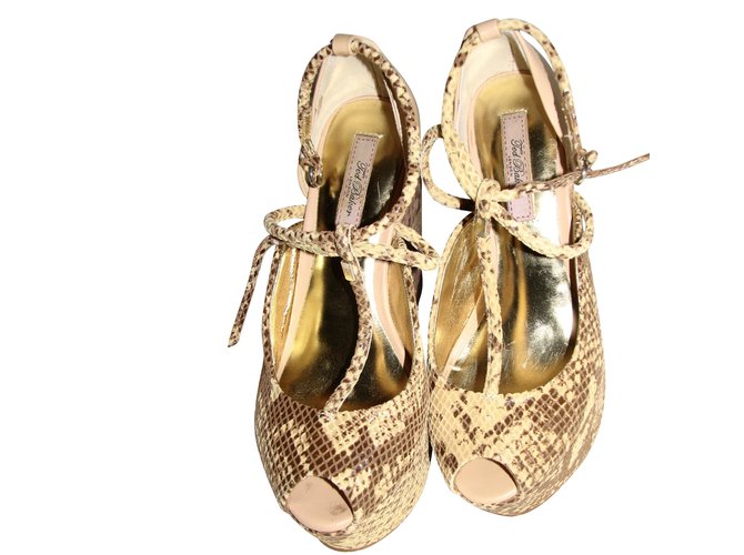 Ted Baker Python Print Leather Wedges Light Brown - view 3
