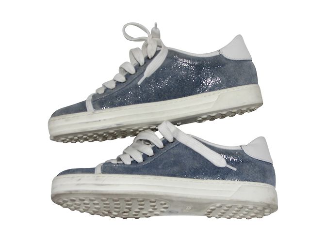 Tod's Turnschuhe Hellblau Metallic mit Glitzer Metallisch - Ansicht 3