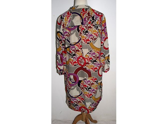 Vestido kaftan de seda con estampado abstracto Whistles Multicolor - vista 3