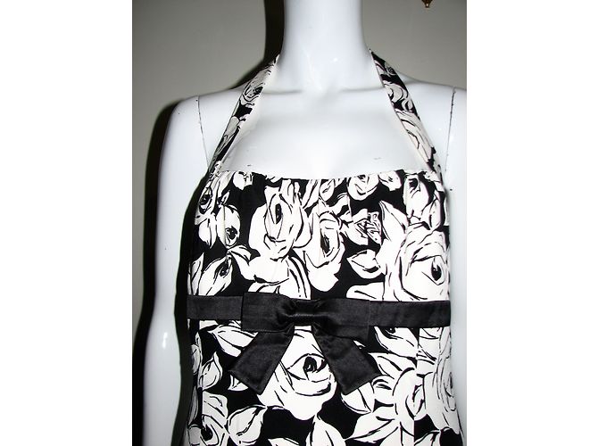 Escada Seidenkleid Neckholder schwarz weiß - Ansicht 2