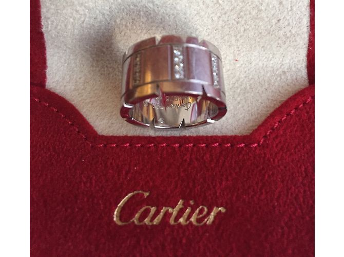 Anello Cartier Tank con diamanti in oro bianco Argento - vista 2