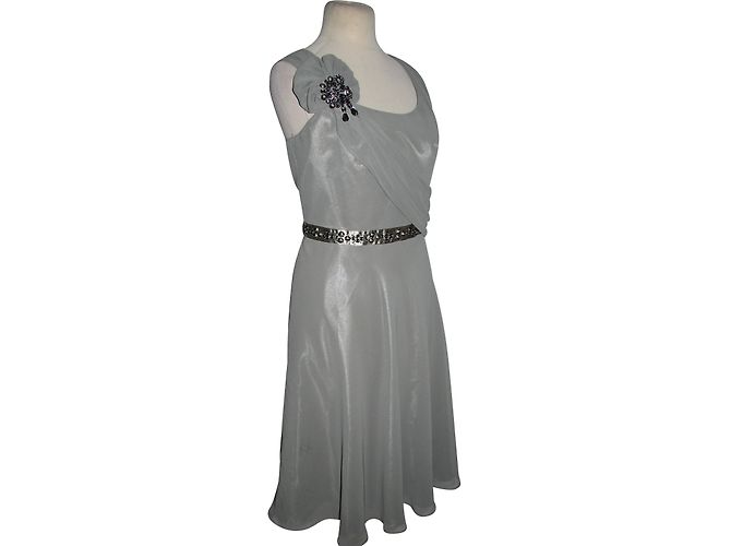 Vestido drapeado Jenny Packham gris plateado de gasa Plata - vista 2