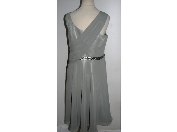 Vestido drapeado Jenny Packham gris plateado de gasa Plata - vista 3