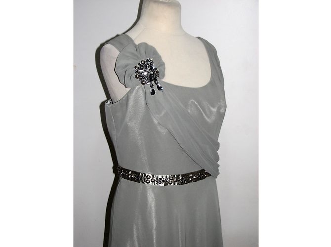 Vestido drapeado Jenny Packham gris plateado de gasa Plata - vista 4