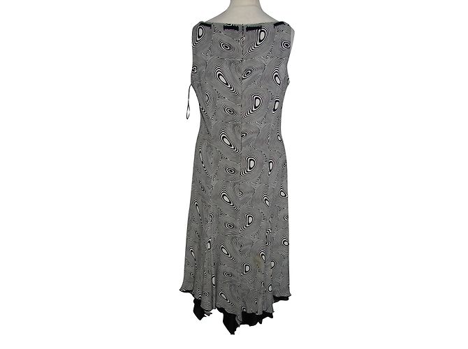 Escada Vestido asimétrico de seda. Negro Blanco - vista 2